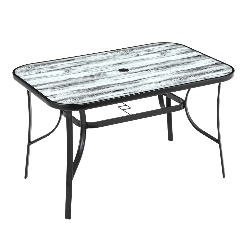 Garden Tempered Glass White Wood Grain Coffee Table - 150w X 90d X 72h Cm | Large | White