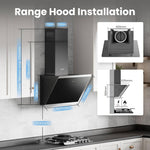 60cm Wall Mounted 3-speed Angled Range Hood With Touch Screen Class A++