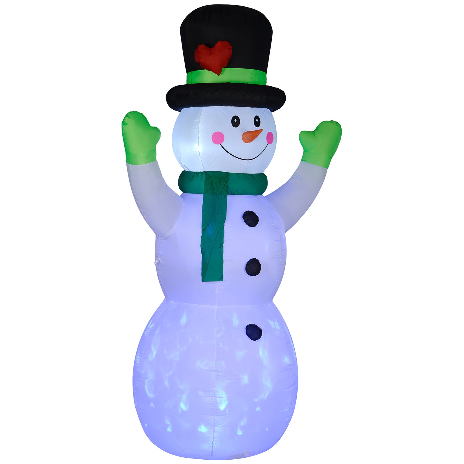 10ft Inflatable Snowman With Black Hat Green Scarf Garden