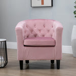 Clio 68cm Wide Velvet Fabric Studded Back Accent Chair With Dark And Light Wooden Legs | Pink