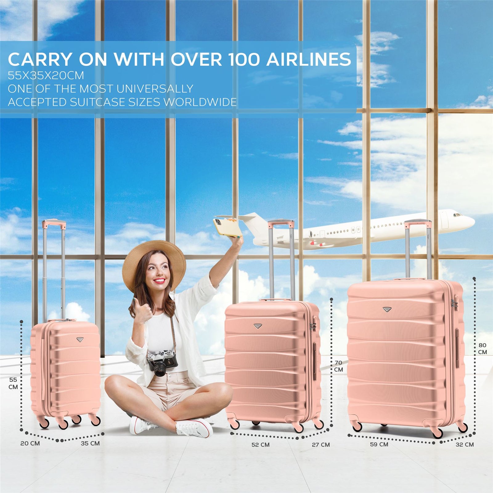 25" Medium Suitcase Check-in Hold Luggage Hard Shell 4 Wheels Tsa Lock | Medium | Rose
