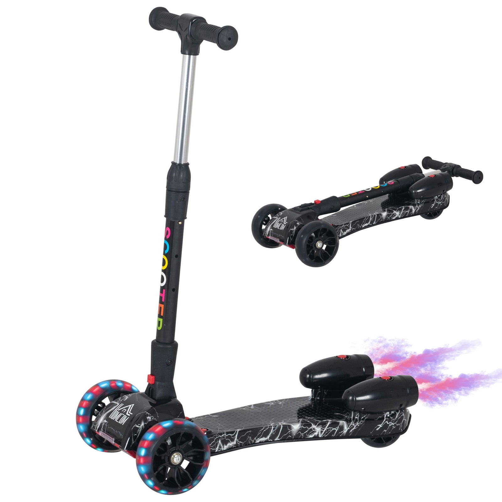 Child 3-wheel Scooter Light Music Water Spray Rechargeable 3-6 Yrs | Black