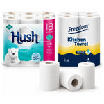 Freedom Rhino Kitchen Paper 24 Rolls + White 3-ply Toilet Tissues 18 Rolls