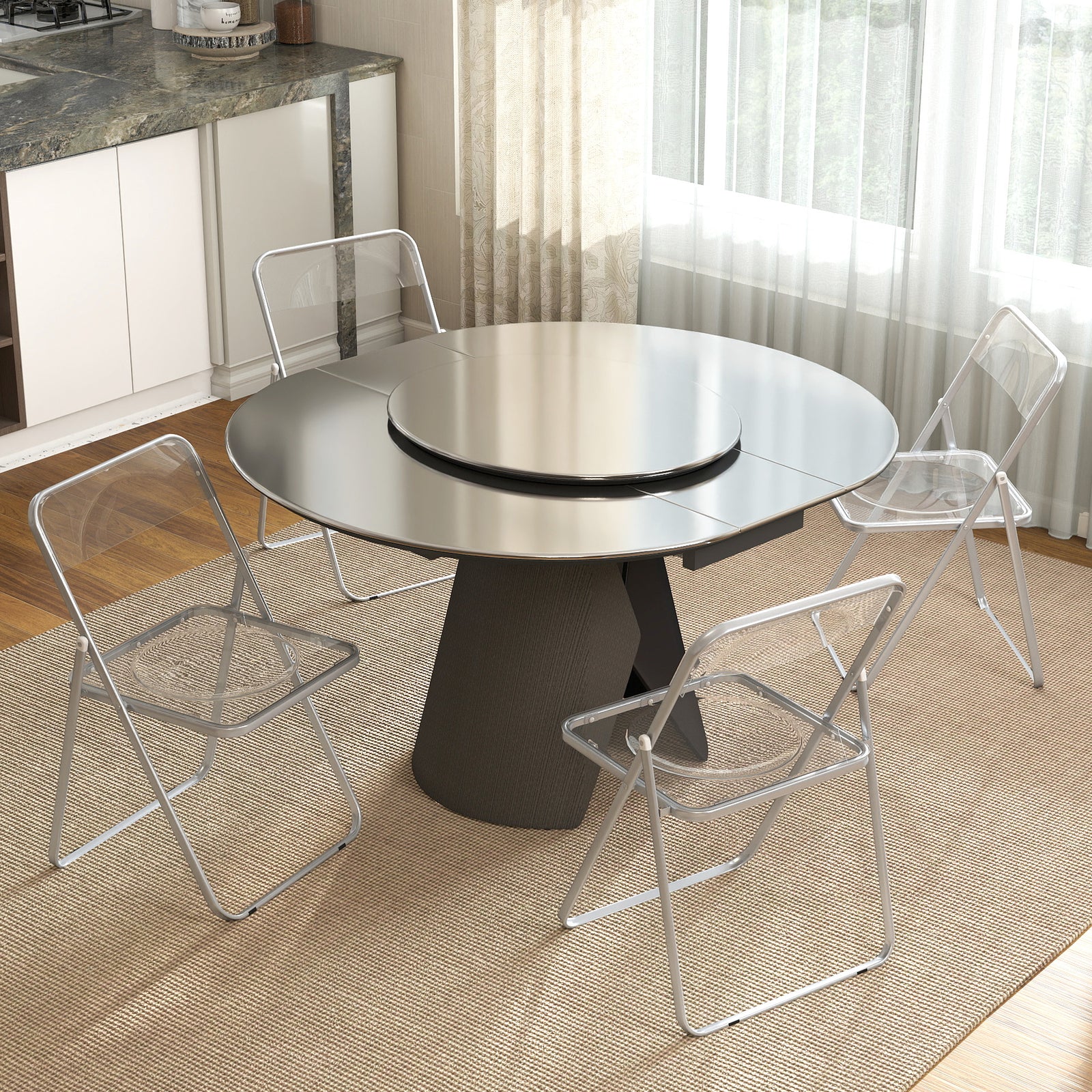 HOMCOM Foldable Chairs With Heavy Duty Steel Frame, Clear