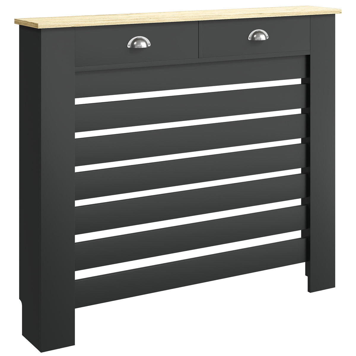HOMCOM Radiator Cover With Drawer, Horizontal Slat, 111cm