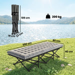 Camping Cot Heavy Duty Folding Bed With Soft Pad | Grey
