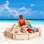 Kids Wooden Sand Pit Children Sandbox With Cover Outdoor Playset