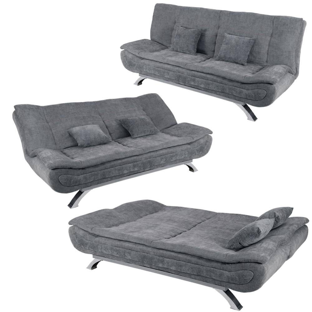 Linen Fabric 2-seat Convertible Sofa Bed With Pillows