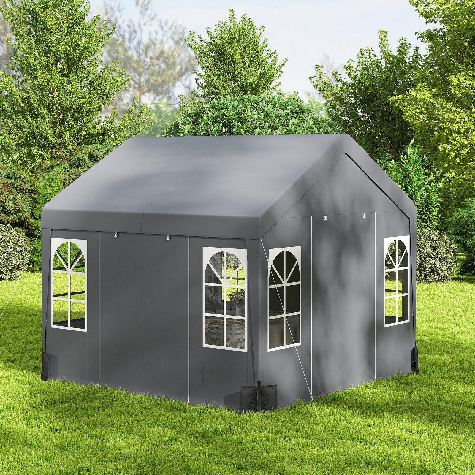3 X 3 M Party Tent, Outdoor Canopy Tent With Sidewalls | Grey