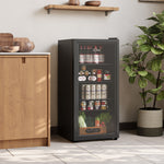 Glass Door Beverage Cooler With Led Light | 109l | Black