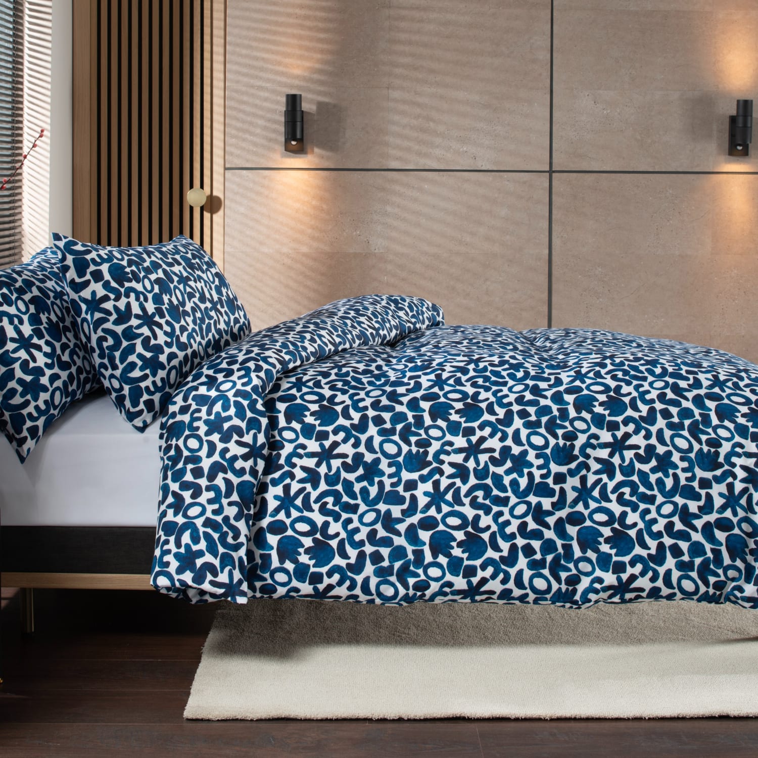 Studio Abstract Shapes Cotton Duvet Cover Set | Double | Blue