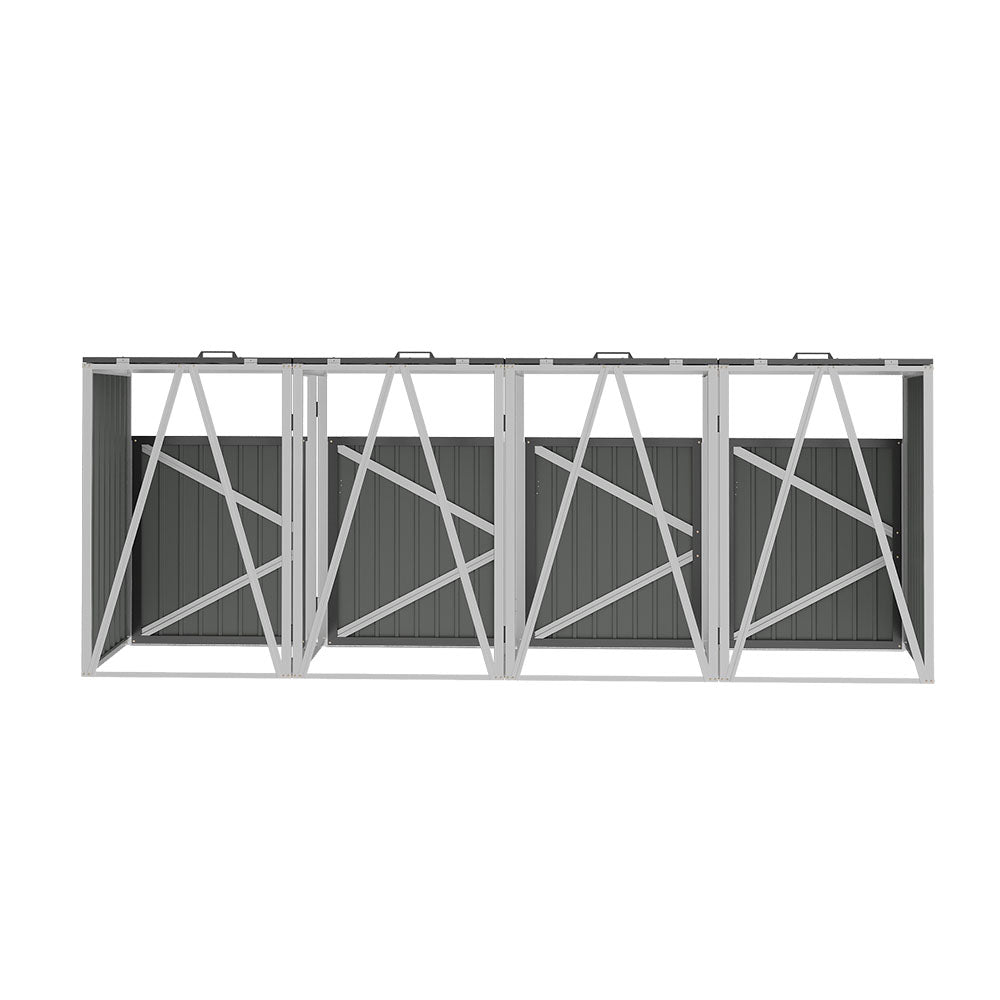 4 Bin Storage Shed – Heavy-duty Galvanized Steel Outdoor Bin Store With Lift-up Lids & Lockable Doors | Anthracite