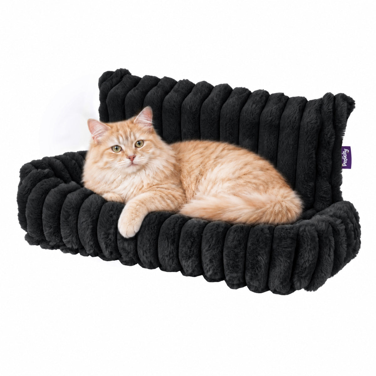 Petlicity Padded Cat Radiator Bed With Striped Faux Fur Cover