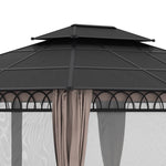 Double roof Hard Top Gazebo With Nettings & curtains | Large | Black