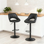 Barstools Set Of 2, Dining Stools With Backrest And Footrest, Black