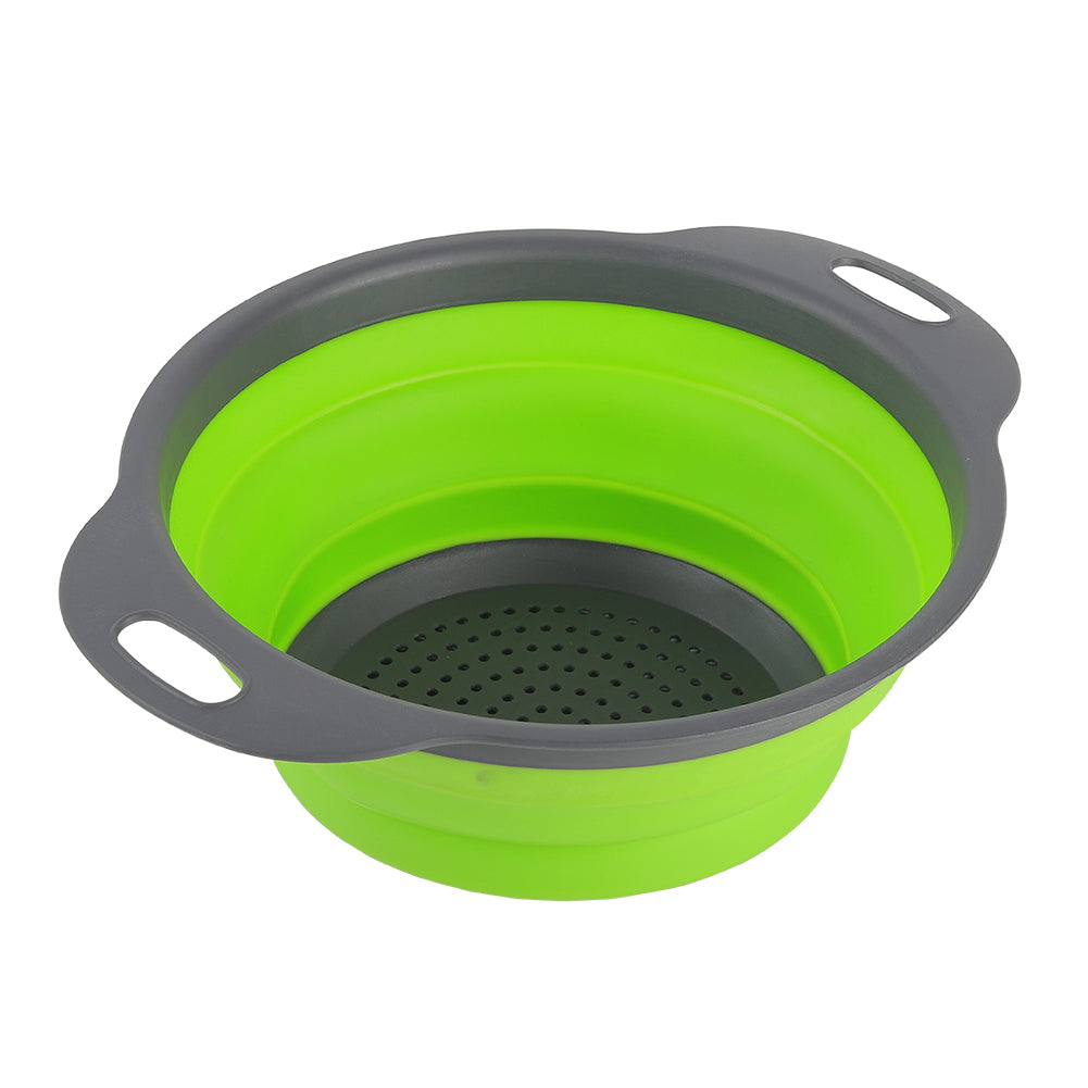 Collapsible Kitchen Silicone Colander Strainer Bowl | Green