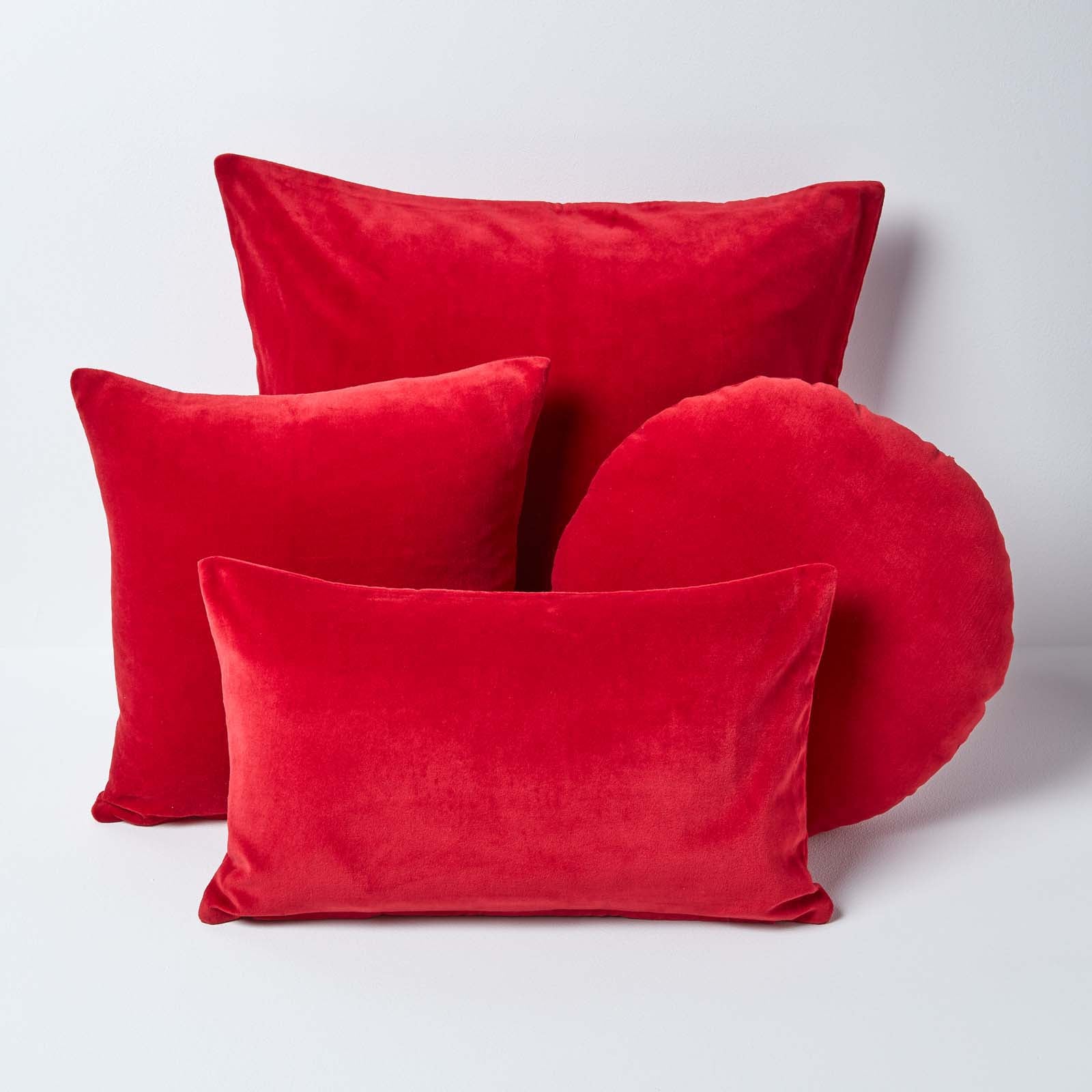 Set Of 2 Velvet Cushion Covers | 40cm x 40cm | Red
