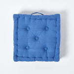 Rajput Ribbed Cotton Floor Cushion | 40cm x 40cm | Blue
