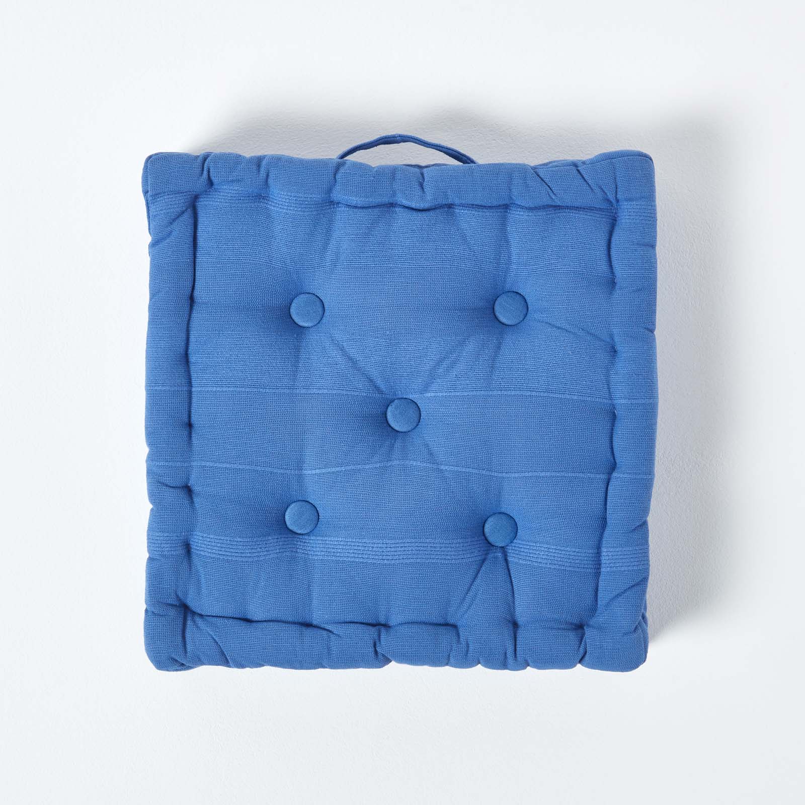 Rajput Ribbed Cotton Floor Cushion | 40cm x 40cm | Blue