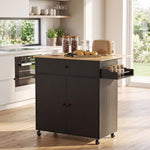 Kitchen Island With Drop Leaf, Rolling Kitchen Storage Trolley | Black