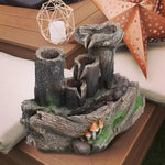 Solar Powered Resin Log Water Fountain