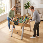 SPORTNOW 4ft Table Football, Foosball Table Game For Adults, Natural Wood