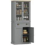 HOMCOM Tall Kitchen Cupboard, 5-tier Storage Cabinet With Adjustable Shelves