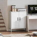 HOMCOM Metal Storage Cabinet With Lock For Home Office, Garage, Study