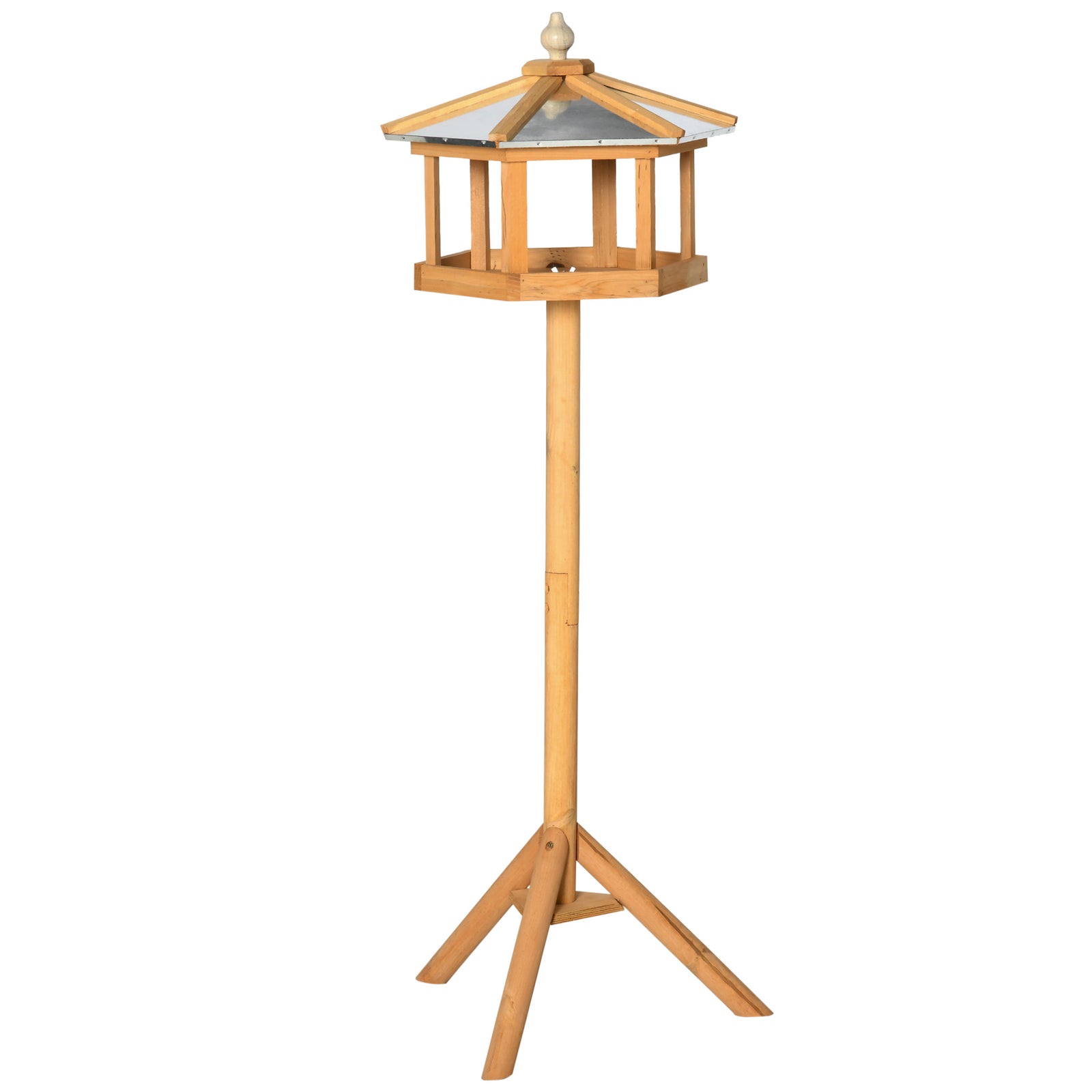 Pawhut Wooden Bird Table Free Standing Feeder Garden And Backyard Station