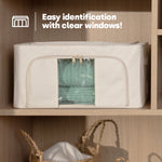 Livivo Foldable Storage Bags 3 Pack Large - Clear Window Steel Frame