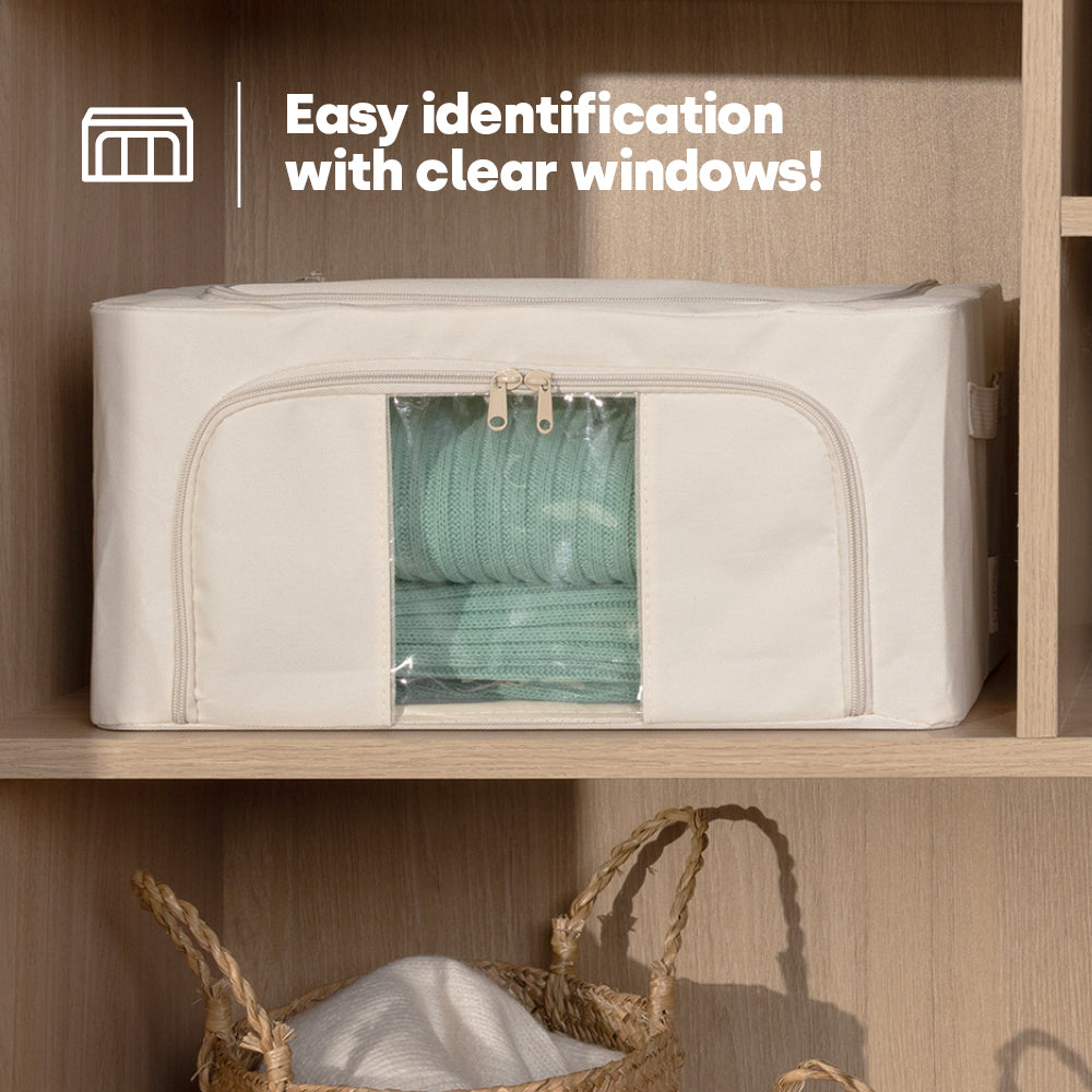 Livivo Foldable Storage Bags 3 Pack Large - Clear Window Steel Frame