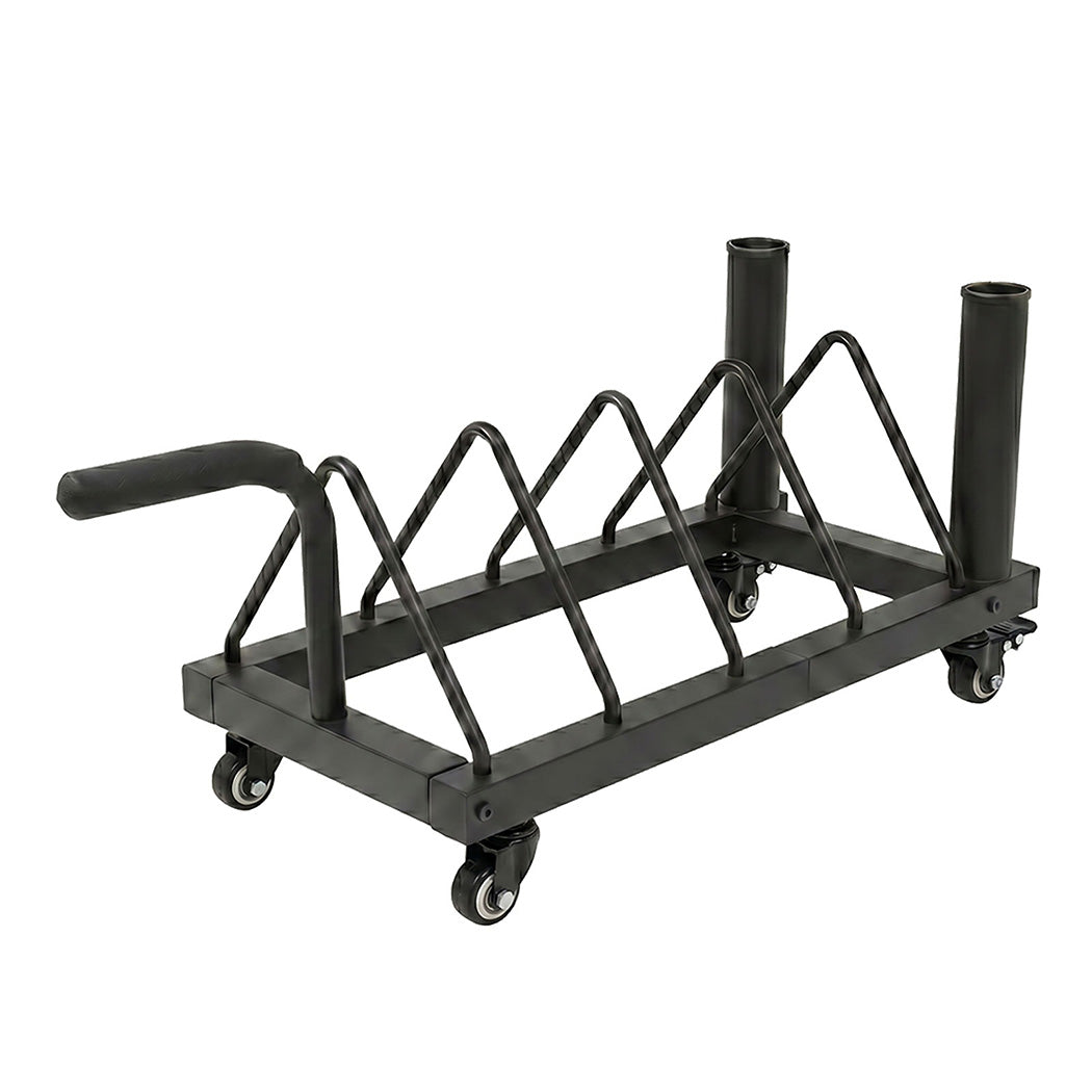 Centra Weight Plate Rack With 4 Plate Slots Wheels Horizontal Barbell Storage