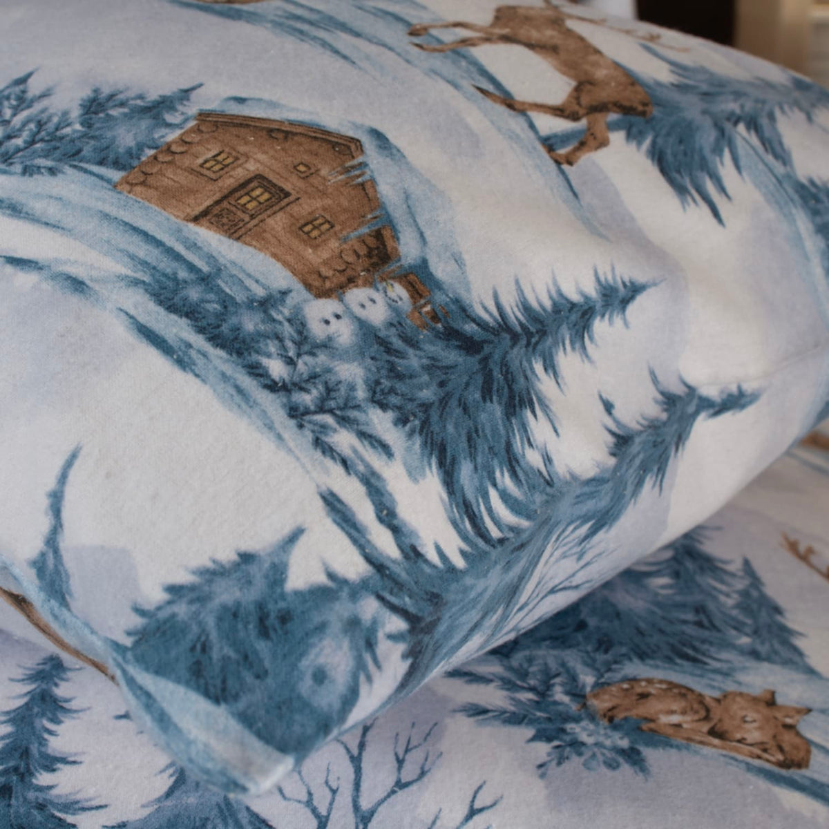 Snowy Bear Cotton Printed Duvet Cover Set | King | Blue