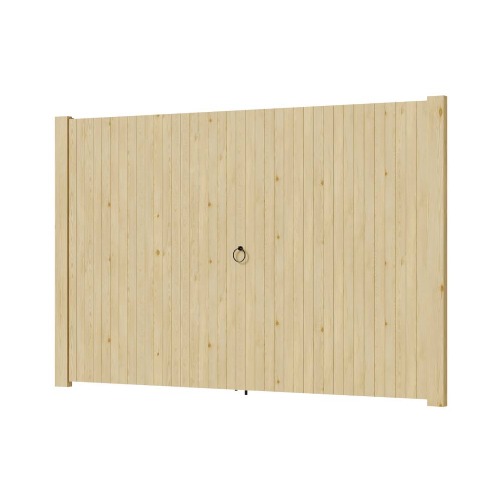 Heavy-duty Solid Spruce Wood Double Door Gate With Clear Varnish Finish, Weather-resistant,hardware Kit Included For Driveway Use & Farm Entrance | Small