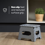Compact Folding Step Stool With Non-slip Surface | Grey