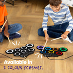 Wicked Gizmos Electronic Drum Kit Roll Up Mat With Demo Songs And Sticks White