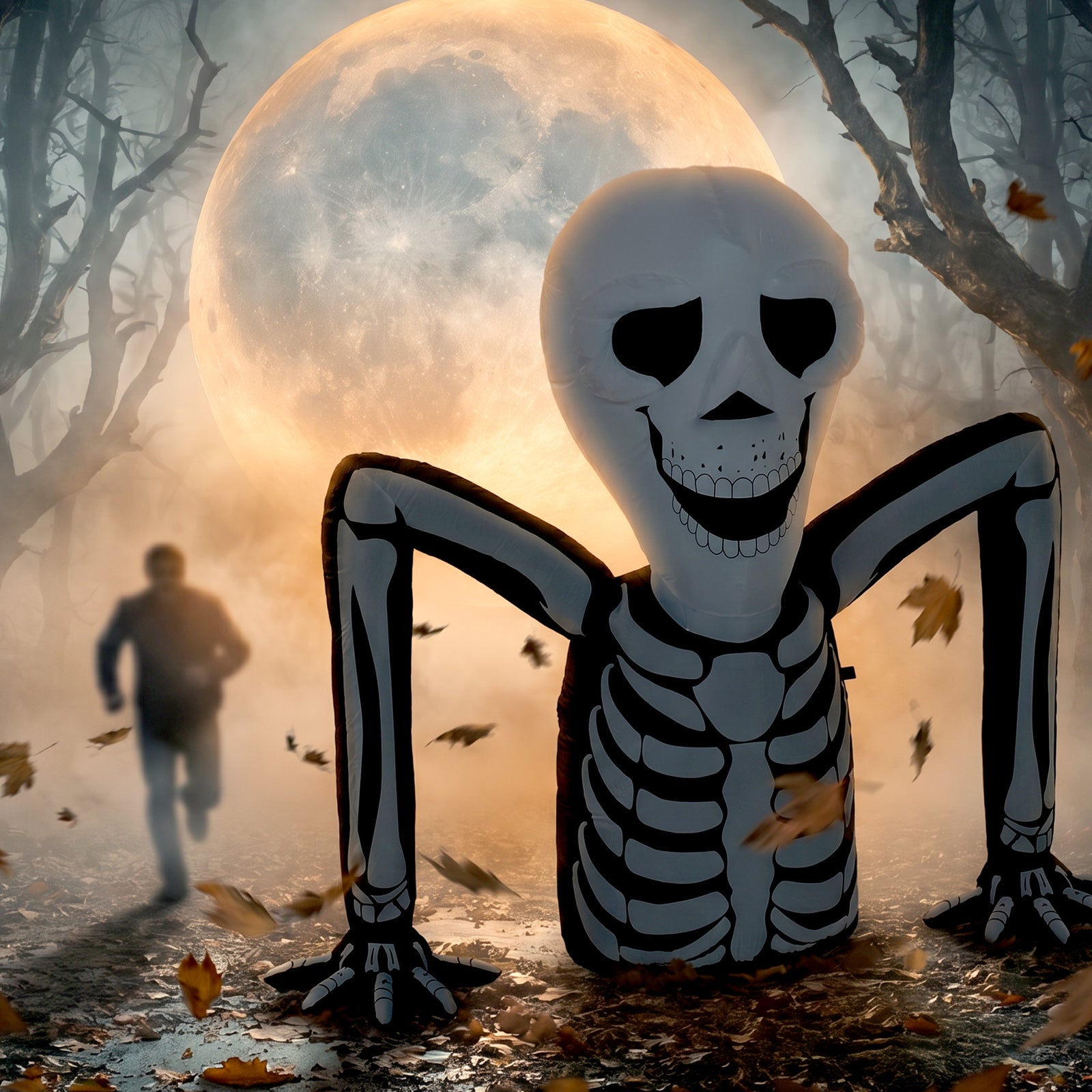Outsunny Inflatable Ground Crawling Skeleton With Built-in Led Lights