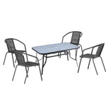 5 Pcs Garden Dining Set Coffee Table With Rattan Chairs