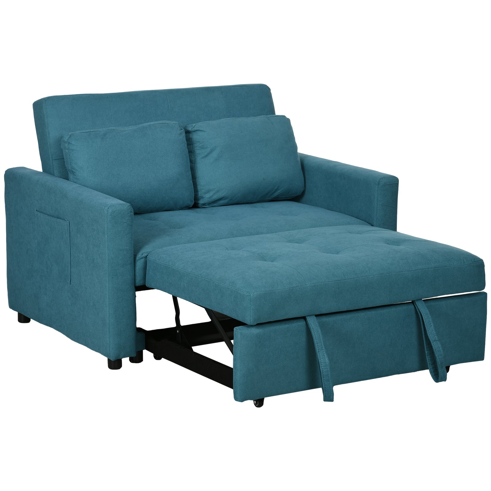2 Seater Sofa Bed Convertible Bed Settee With Cushions | One Size | Blue