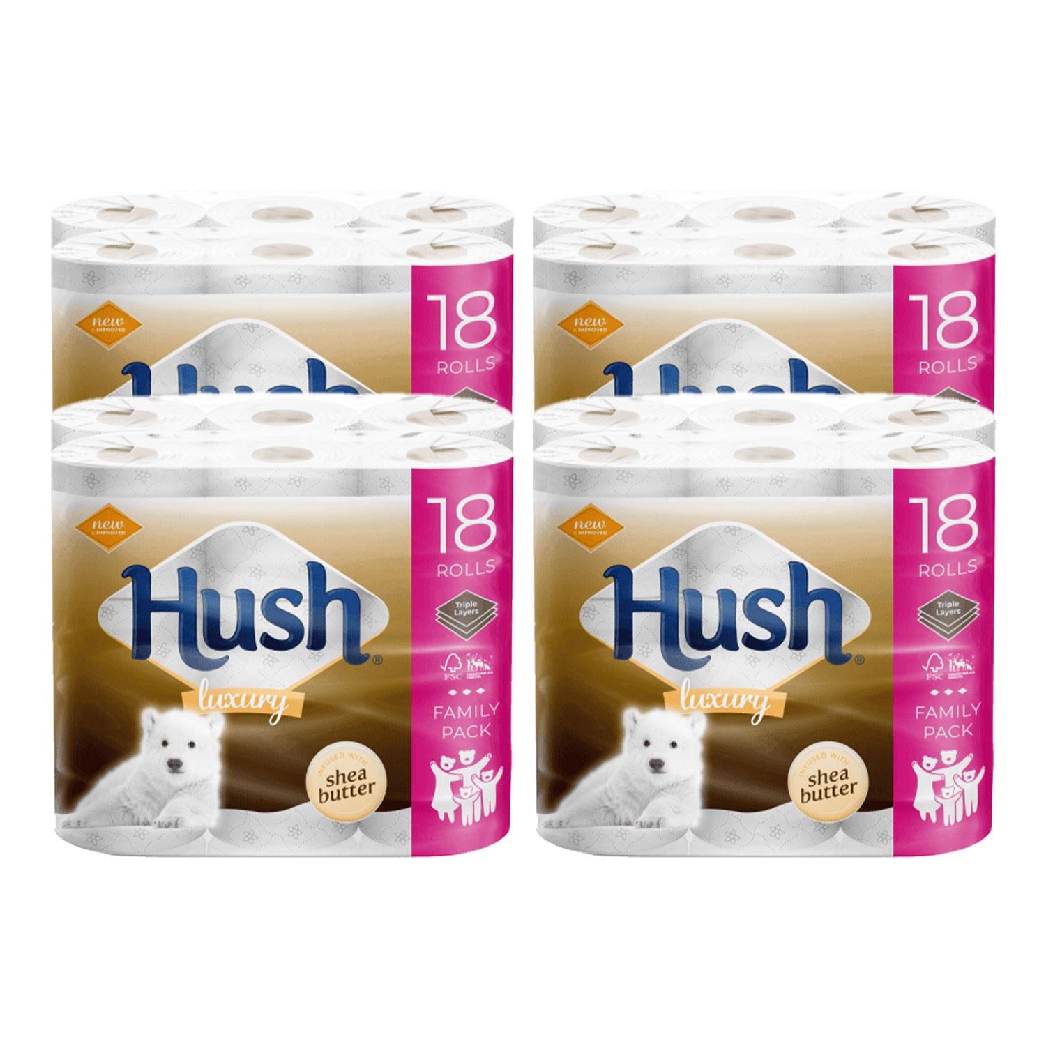 Hush Luxury 3ply Bathroom Tissue, 72 Rolls - Sheabutter Scentedcore