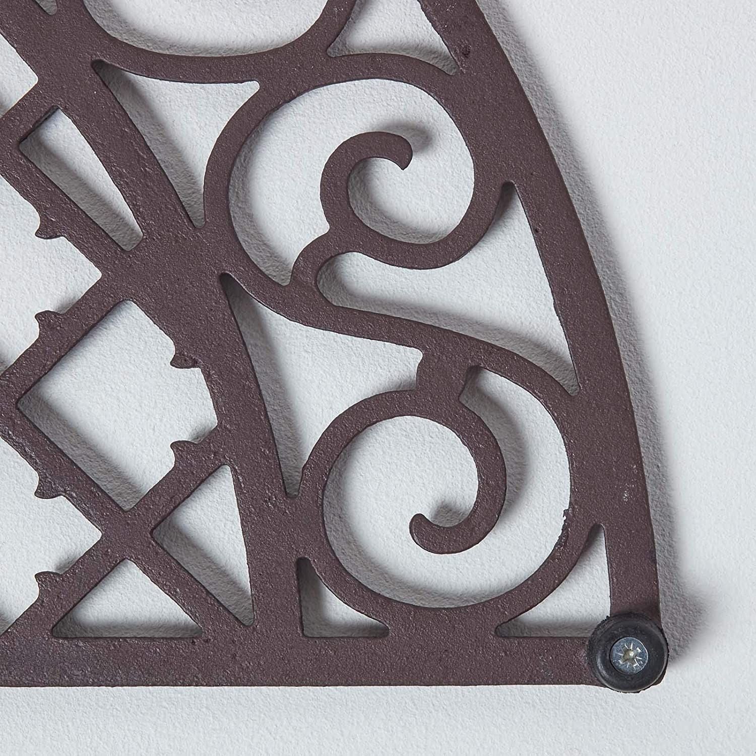 HOMESCAPES Brown Half Moon Parisian Cast Iron Doormat