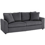212 Cm Upholstered Jumbo Cord Sofa Couch With Spring Cushion | Grey