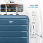 56x45x25cm Large Cabin Carry On Case - Overhead Luggage Suitcase - 4 Spinner Wheels - Abs Shell | 56 x 45 x 25cm | Blue