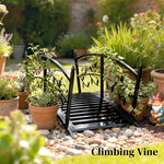 Outsunny 1.2m Metal Garden Bridge With Safety Railings, Outdoor Pond Bridge