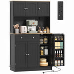 Pantry Storage Cabinet With Adjustable Shelves And 4 Door Racks | Black