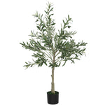 Indoor Artificial Plant, Faux Potted Silk Olive Tree | Small | Green