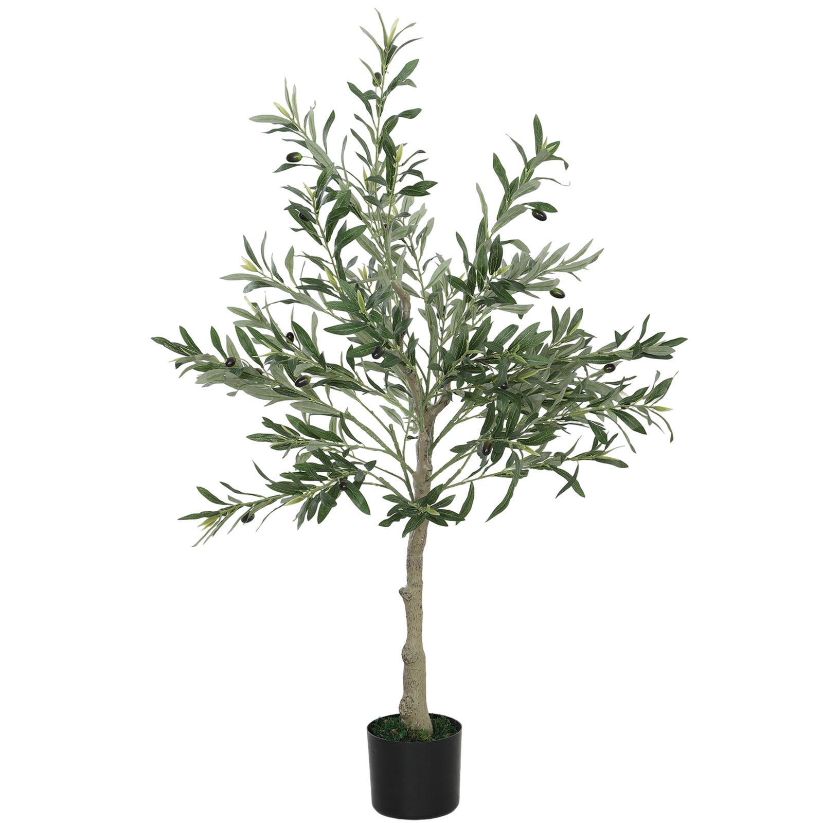 Indoor Artificial Plant, Faux Potted Silk Olive Tree | Small | Green