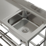 100cm/120cm W X 50cm D X 89.5cm H Bathroomdeco Stainless Steel One Compartment Sink With Shelves | Large
