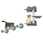 4 Piece Cat Shelf, Cat Wall Furniture W/ Hammock, Steps, Platforms | Gray