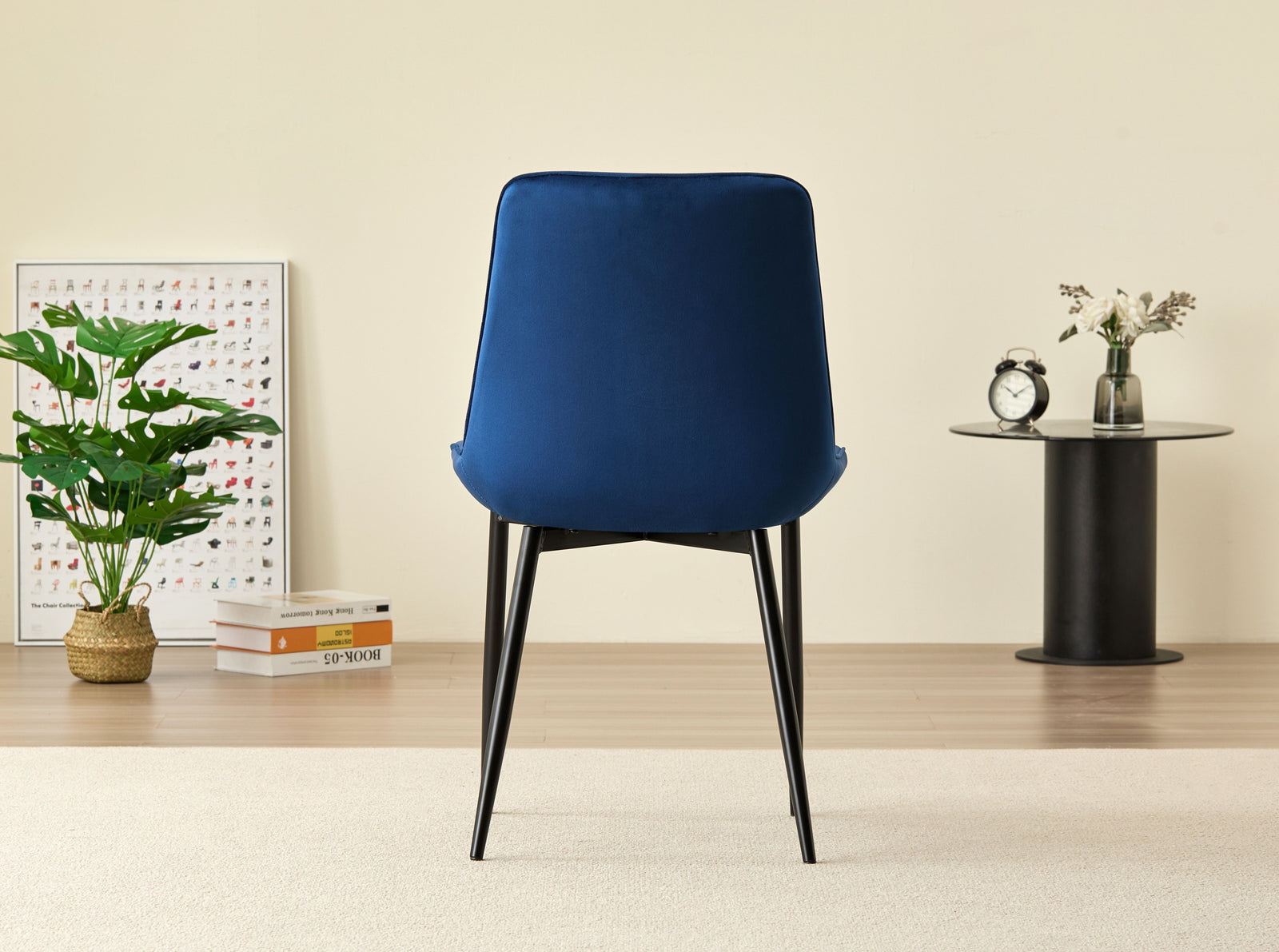 Stylish New York Dining Table Set With 4 Amelia Velvet Chairs | Blue